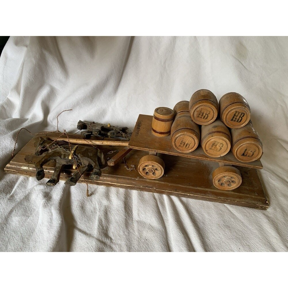 Vintage Wooden Horse Drawn Beer Barrel Wagon Imperfect (Project)